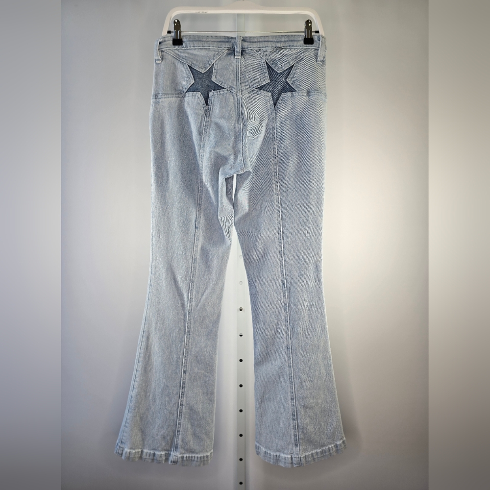 PTCL Ethical Clothing Star Back Flare Leg Jeans Light Wash Size 29 - Picture 4 of 13